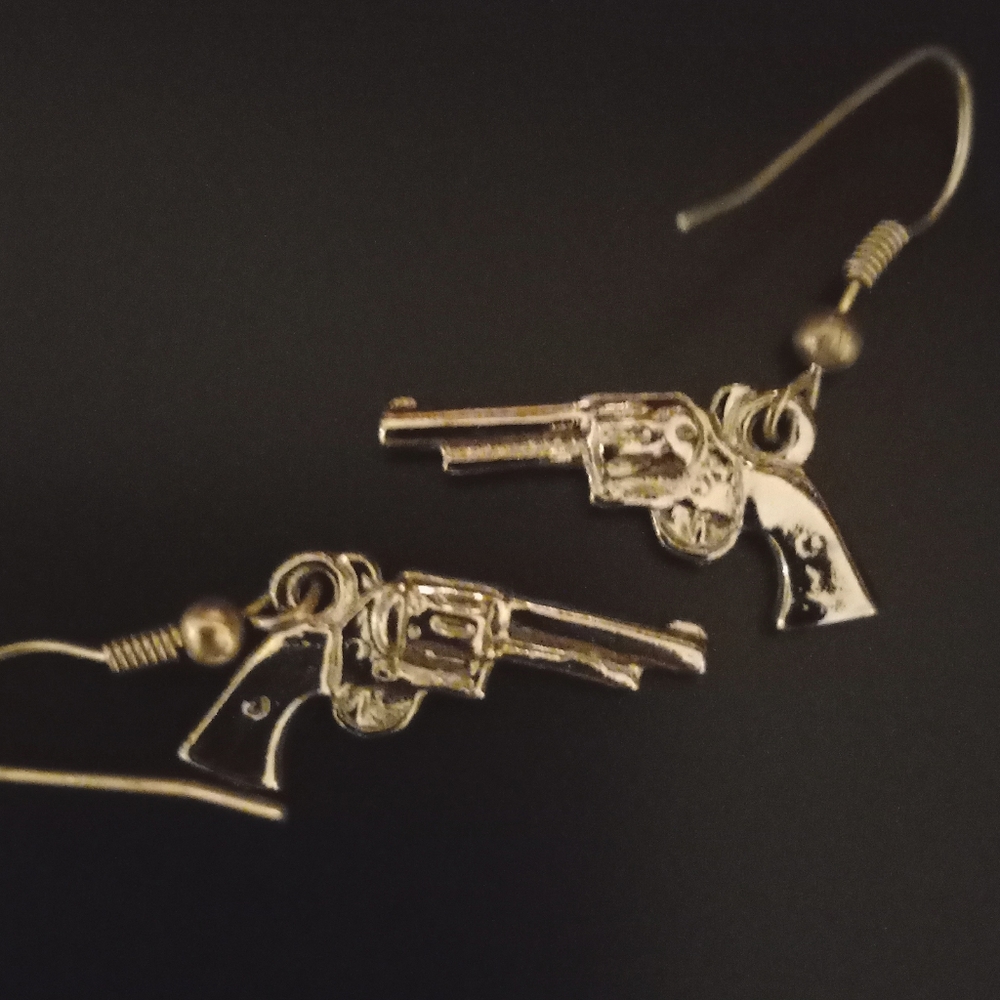 Silver Gun Earrings